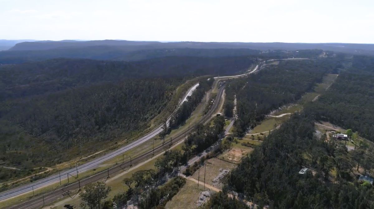 An aerial view of the most western ridge of the Blue Mountains